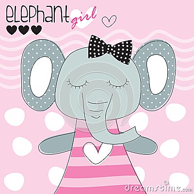 Cute elephant girl vector illustration Vector Illustration