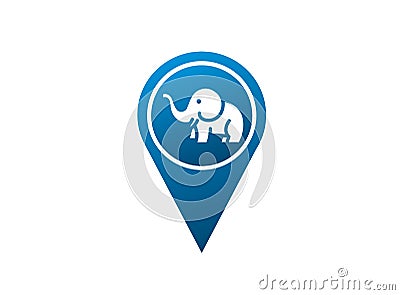 Cute elephant with Hose up and horns logo design in the shape Stock Photo