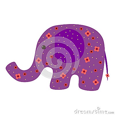 Cute lillac elephant Vector Illustration
