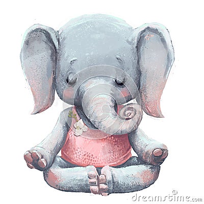 Cute elephant makes yoga Stock Photo