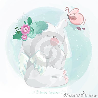 Cute elephant Premium vector in watercolor style Stock Photo