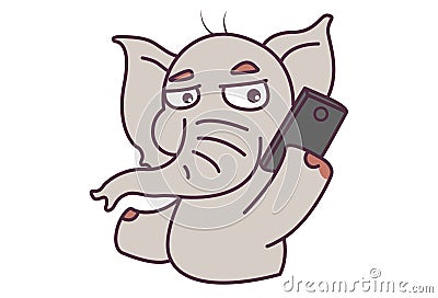 Cute Elephant talking on the phone. Stock Photo