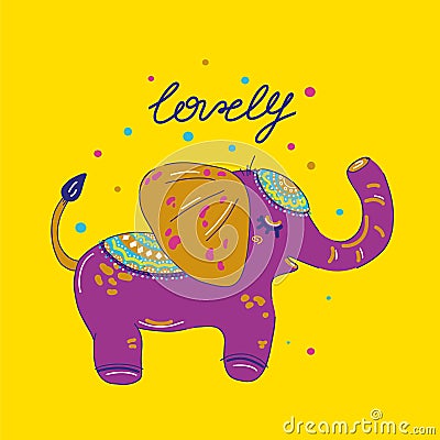Cute elephant, Vector for design t-shirts typography cards and posters. Vector Illustration
