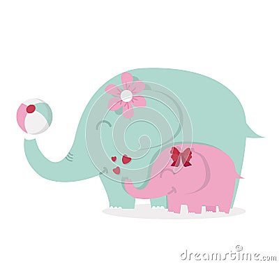 Cute elephants with ball illustration Vector Illustration