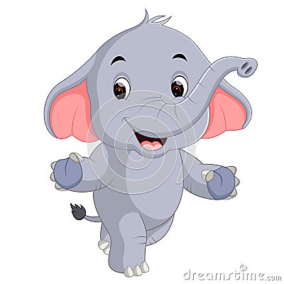 Cute elephants cartoon Vector Illustration