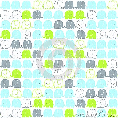 Cute elephants tileable pattern Vector Illustration