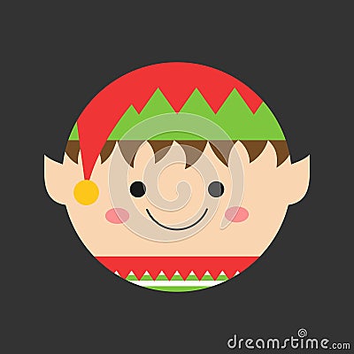 Cute elf head vector illustration icon Vector Illustration