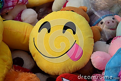 a cute emoji cushion in shop Stock Photo