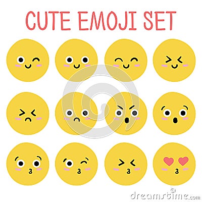 Cute emoji set. Vector. Vector Illustration