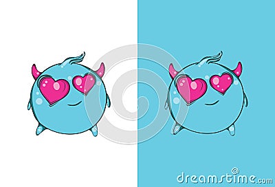 Cute emoticon with heart in eyes. Stock Photo