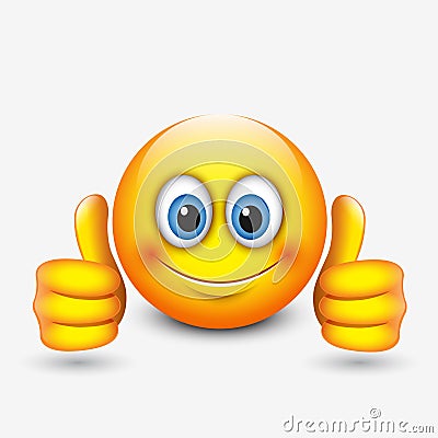 Cute emoticon with thumbs up, emoji - illustration Vector Illustration