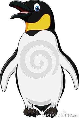 Cute emperor penguin standing isolated on white background Vector Illustration