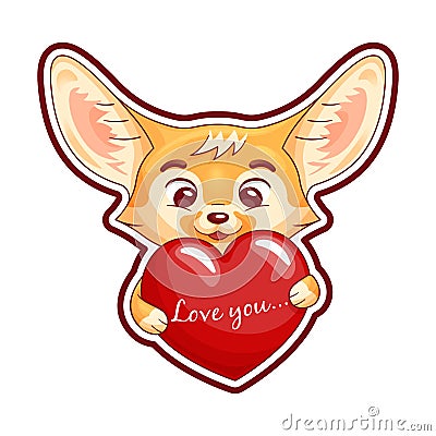 Cute enamoured fennec fox Vector Illustration