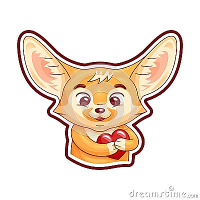 Cute enamoured fennec fox Vector Illustration