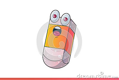 Cute Eraser Emoji shocked. Cartoon Illustration