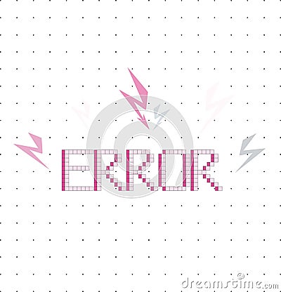 Cute error message with arrows in 8-bit style and polka dot background. Vector. Vector Illustration