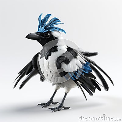 Cute Eurasian Magpie With Long Ears And Ruffled Feathers Stock Photo