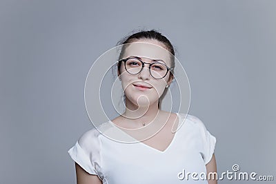 Cute european woman looking at camera Stock Photo