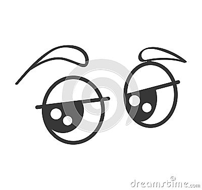 Cute eyes cartoon isolated icon Vector Illustration