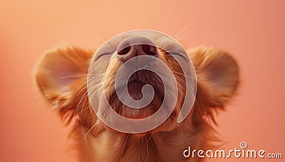 cute face of a dog on peach fuzz background Stock Photo
