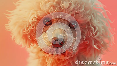 cute face of a dog on peach fuzz background Stock Photo