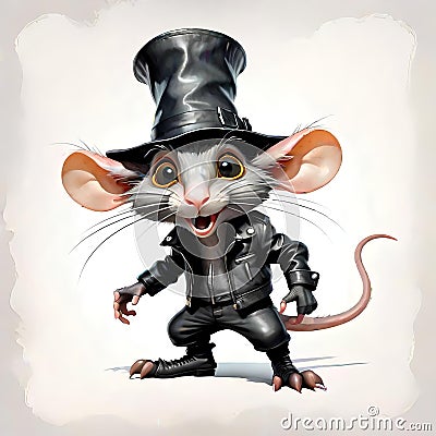 Cute face rat mouse young juvenile delinquent nuisance Cartoon Illustration
