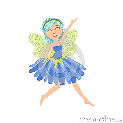 Cute Fairy In Dress Girly Cartoon Character Vector Illustration