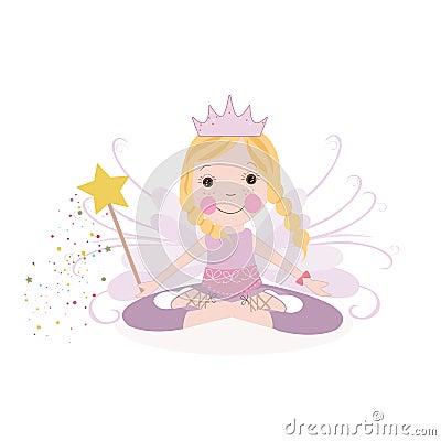 Cute fairy girl practicing yoga Vector Illustration