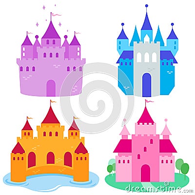 Fairy tale castles set. Vector illustration Vector Illustration