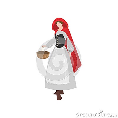 Cute fairy tale character Little Red Riding Hood Vector Illustration