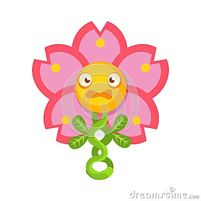 Cute fantastic pink flower plant character, nature element cartoon vector Illustration i Vector Illustration