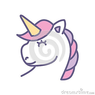 Cute fantasy unicorn icon Vector Illustration