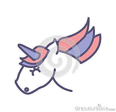 Cute fantasy unicorn icon Vector Illustration