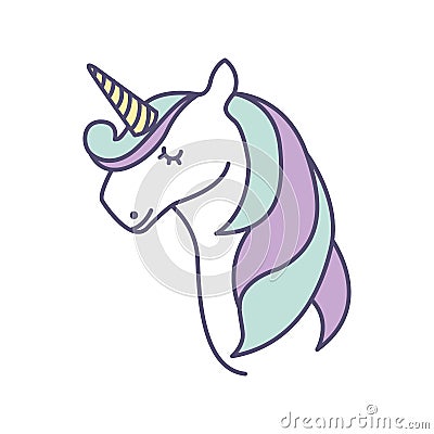 Cute fantasy unicorn icon Vector Illustration