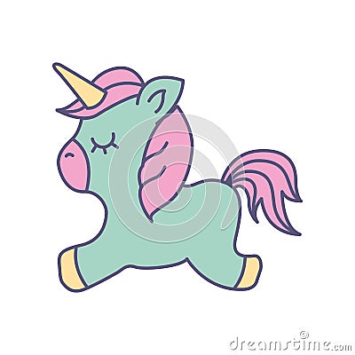 Cute fantasy unicorn icon Vector Illustration