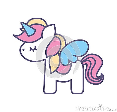 Cute fantasy unicorn icon Vector Illustration