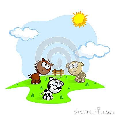 Cute farm pets Vector Illustration