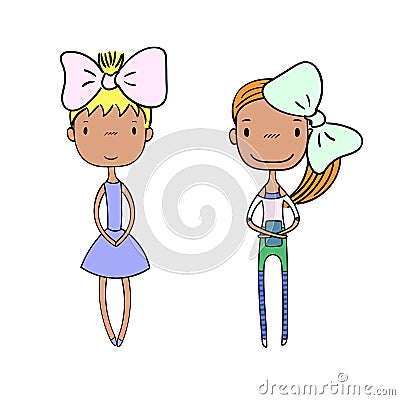 Cute fashion girls Vector Illustration