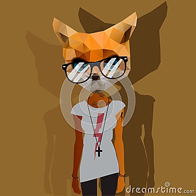 Cute fashion Hipster Animal Vector Illustration