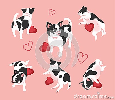 Cute fat dogs Puppy Animal set vector . Vector Illustration