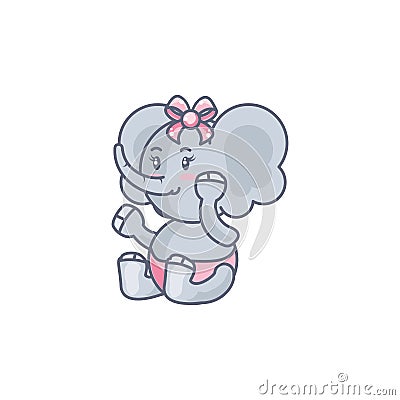 cute female elephant baby animal Cartoon Illustration