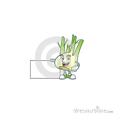 Cute fennel cartoon character with a board Vector Illustration