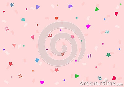 Cute festive background with color confetti. Vector Illustration