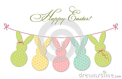 Cute festive Easter bunting as polka dots bunnies Vector Illustration