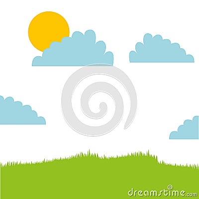 cute field landscape icon Cartoon Illustration