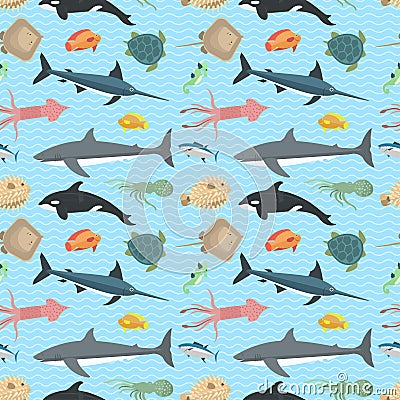 Cute fish vector illustration seamless pattern Vector Illustration