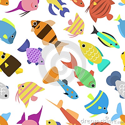Cute fish vector illustration seamless pattern Vector Illustration