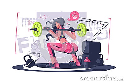 Cute fitness girl Vector Illustration