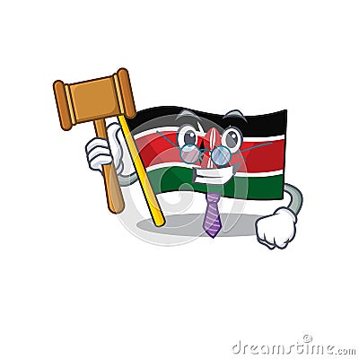 Cute flag kenya character smiley judge cartoon Vector Illustration