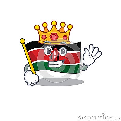 Cute flag kenya character smiley king cartoon Vector Illustration